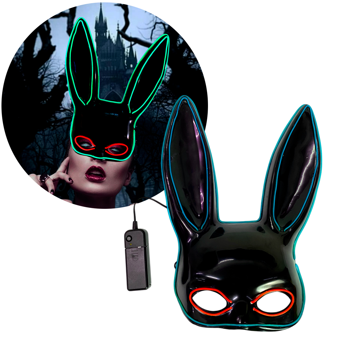 Miniatura 2 de Mascara LED Conejo Media Cara PG395LED